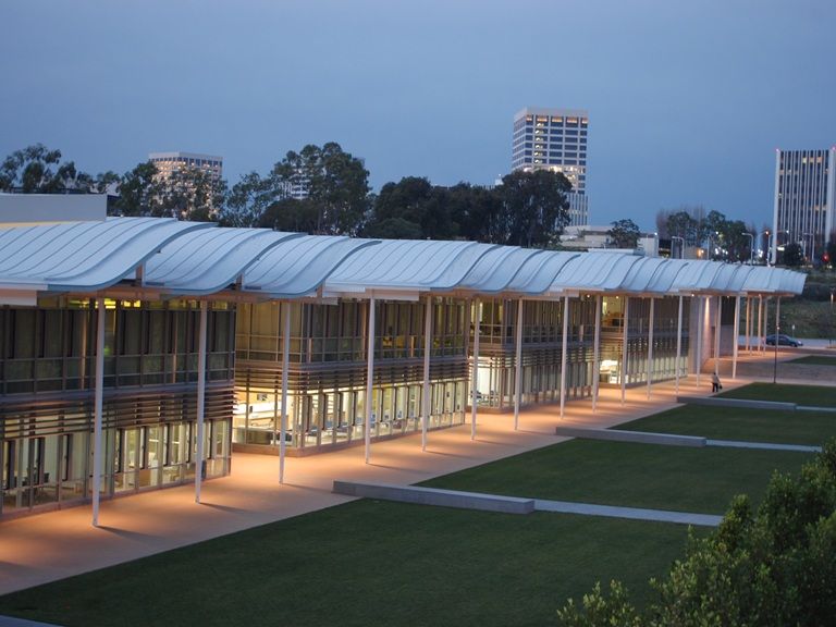 Newport Beach Civic Center Curved Canopies Side View Repeating Canopies
